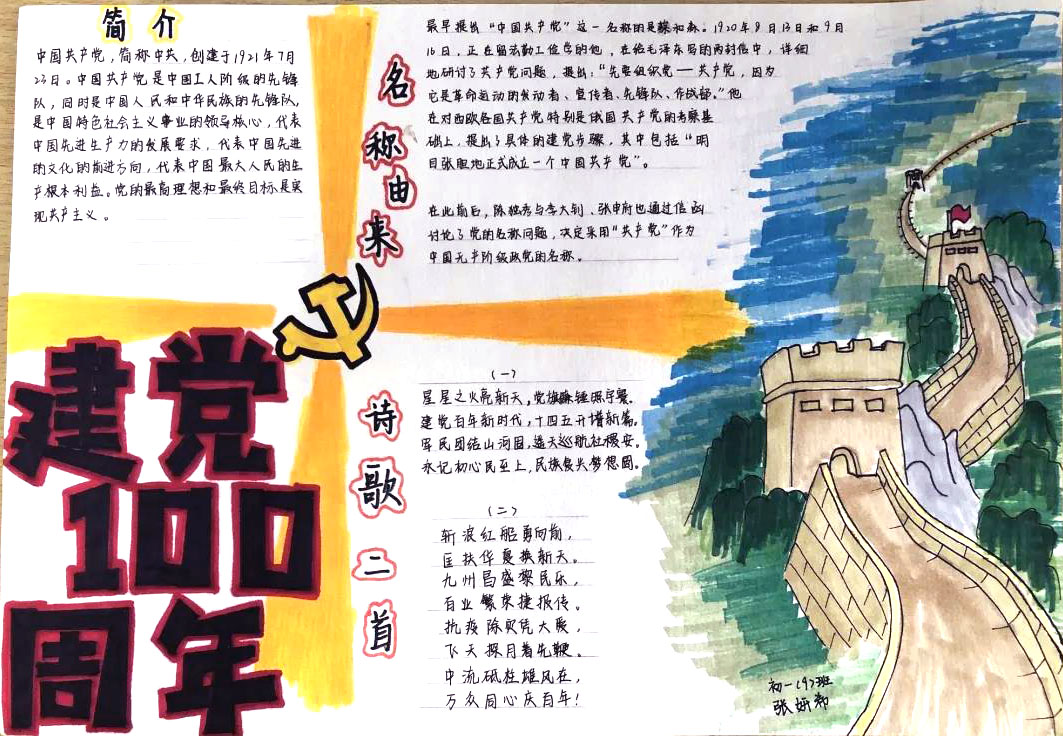 “庆建党百年，传承红色记忆”手抄报-图3