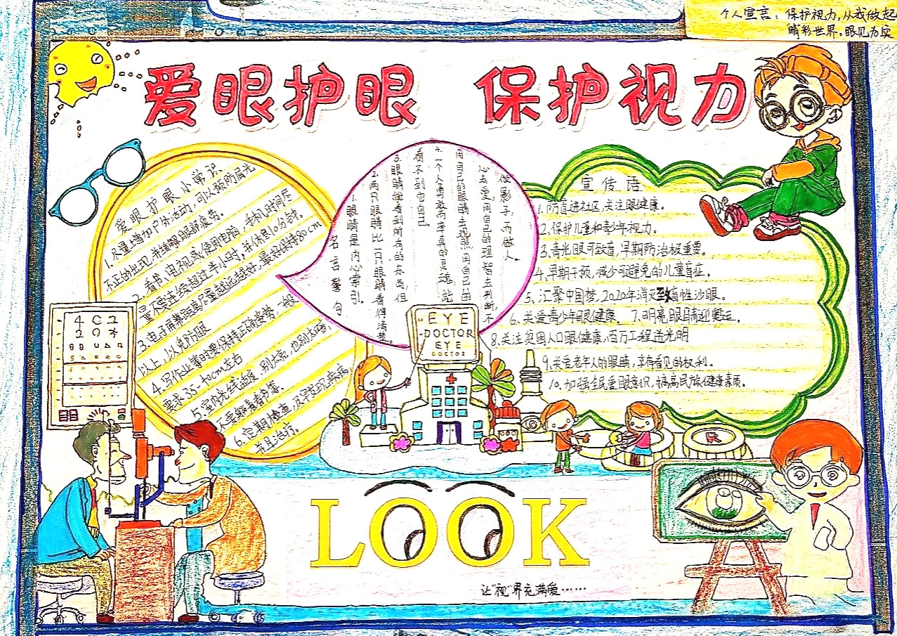简单的呵护眼睛手抄报怎么画-图2
