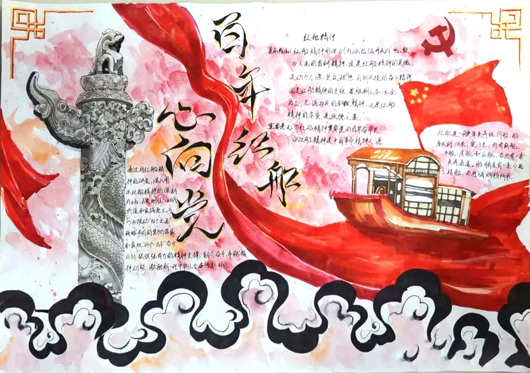 “百年红船，我心向党”主题手抄报-图1