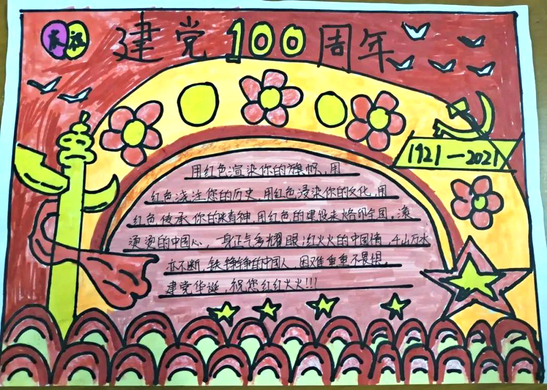 “共筑百年梦，奋斗新征程”主题手抄报-图1