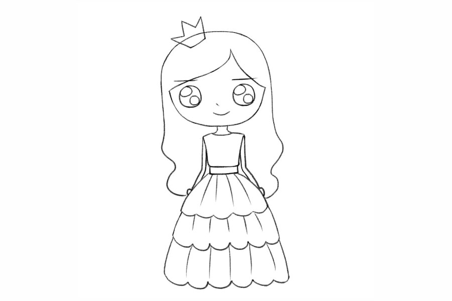 美丽的金发碧眼小公主简笔画-图7