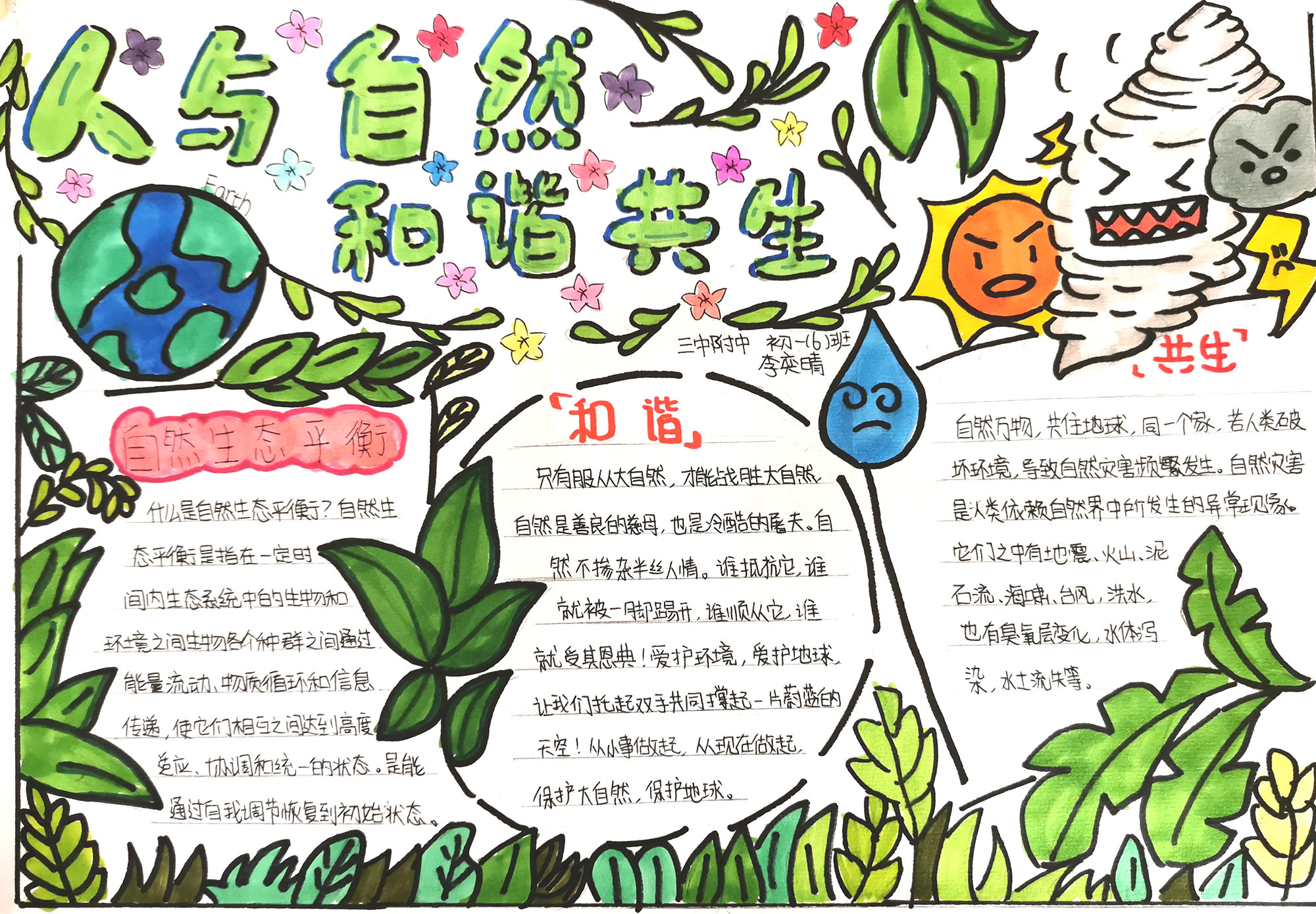 人与自然和谐相处手抄报-图1