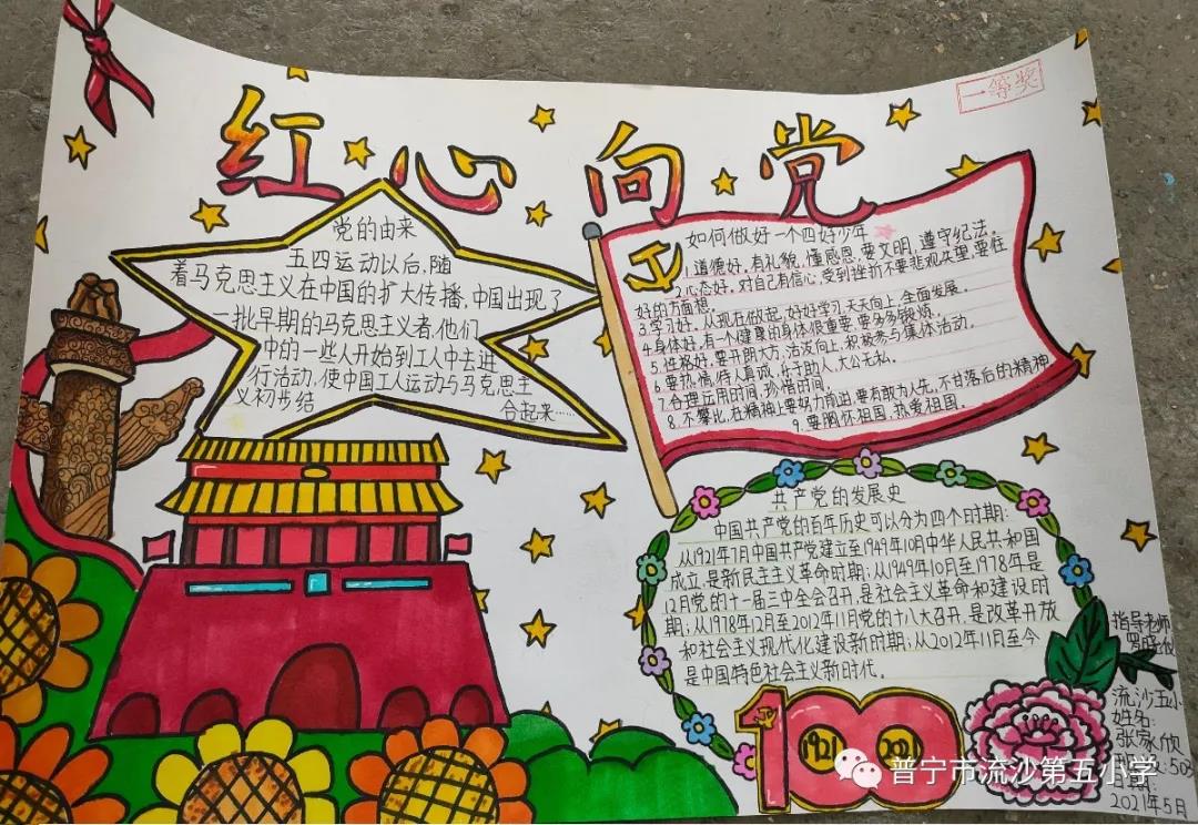红心向党迎百年华诞手抄报-图4