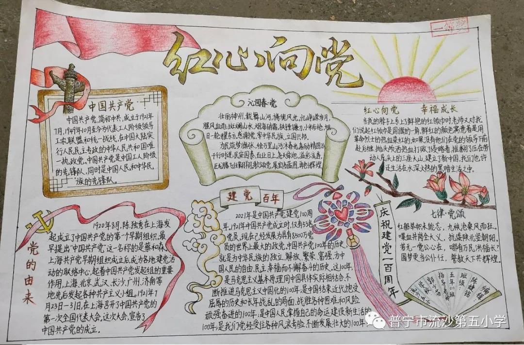 红心向党迎百年华诞手抄报-图9
