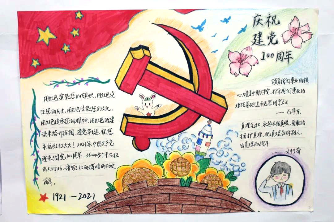 步骤3：用红色渲染您的旗帜，用红色浇筑您的历史，用红色浸染您的文化，用红色传承您的精神，用红色的建设来烙印全国。建党华诞，祝您永远红红火火！