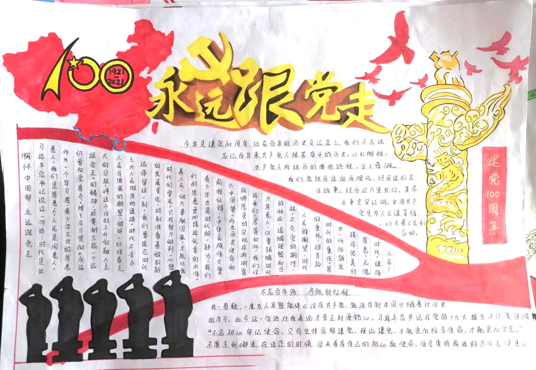 不忘初心，礼赞百年手抄报-图12