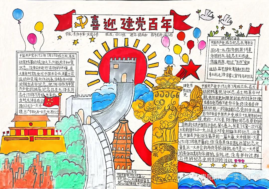 “献礼建党一百周年 爱党爱国爱家乡”主题手抄报-图3
