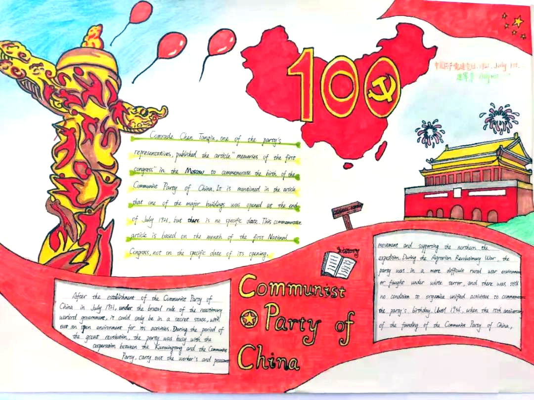 简单漂亮的建党100年英语手抄报-图1
