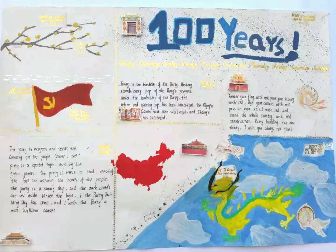 简单漂亮的建党100年英语手抄报-图5