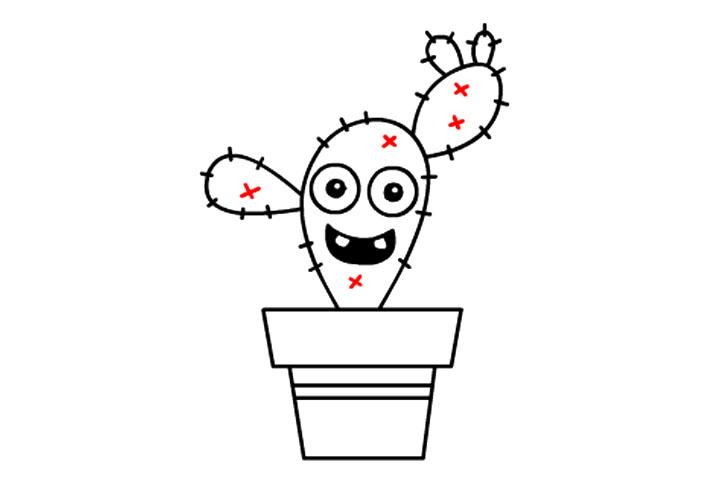 有趣的卡通仙人掌简笔画-图12