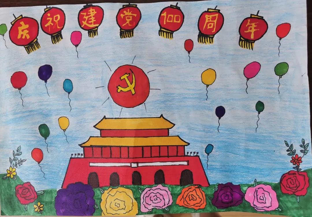 庆祝党建100周年的简笔画图片-图2