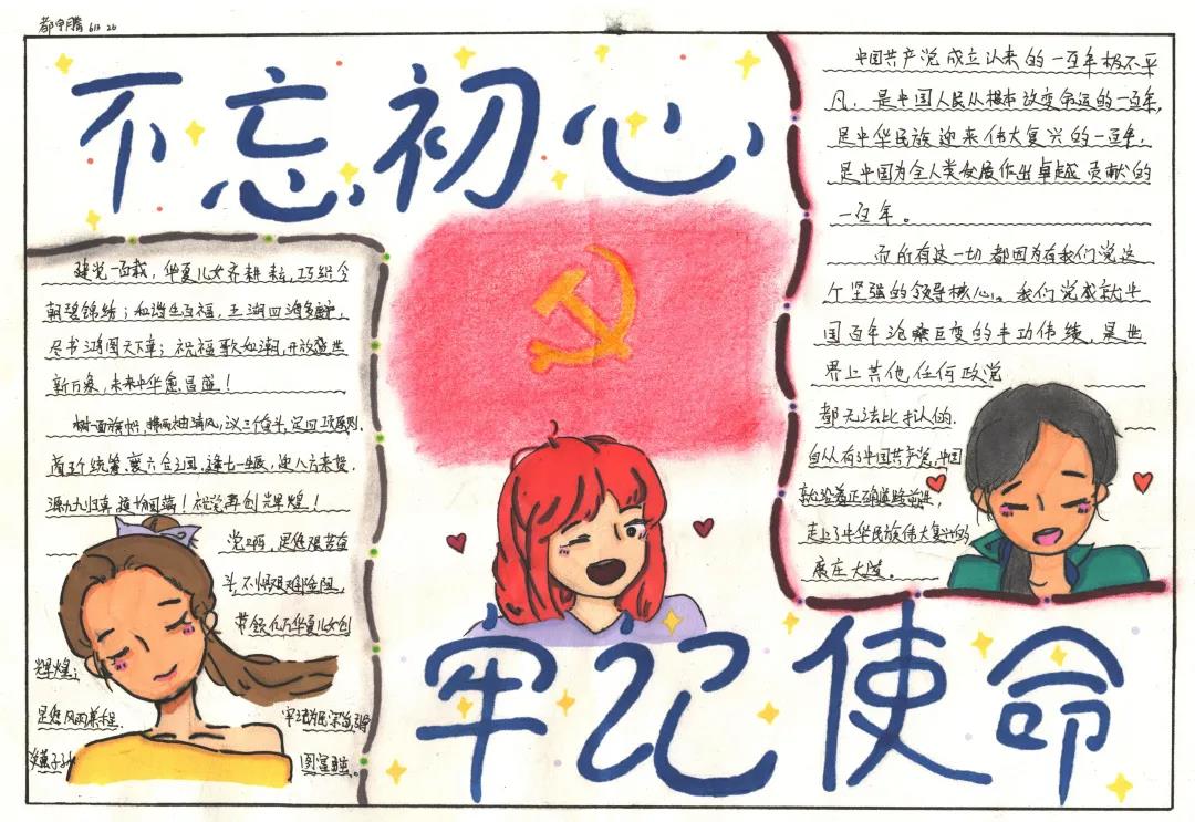 “建党百年，不忘初心牢记使命”手抄报-图4