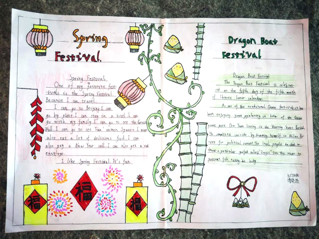 简单精美的端午节英语手抄报-图1