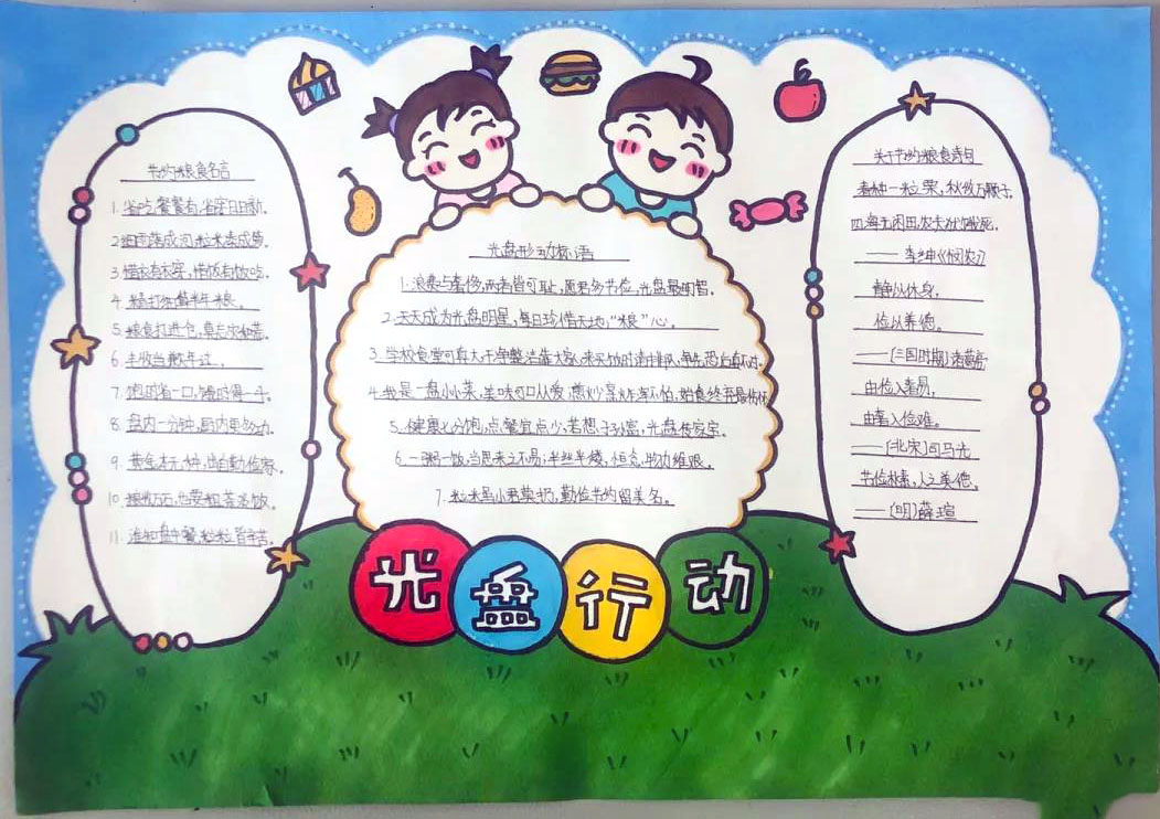 “杜绝浪费，光盘行动”主题手抄报-图1