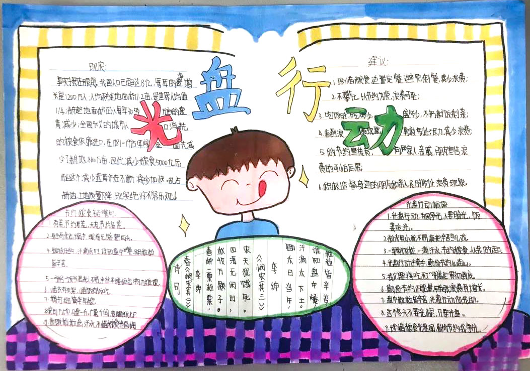 “杜绝浪费，光盘行动”主题手抄报-图6