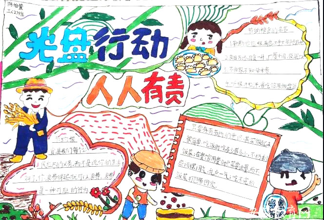 “文明餐桌，光盘行动”手抄报-图1