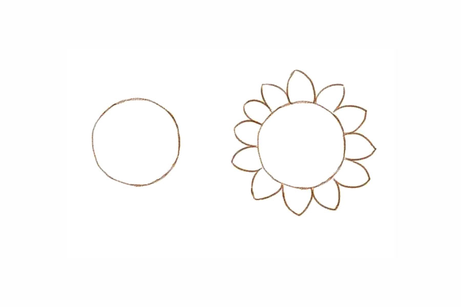 美丽的向日葵花简笔画-图1