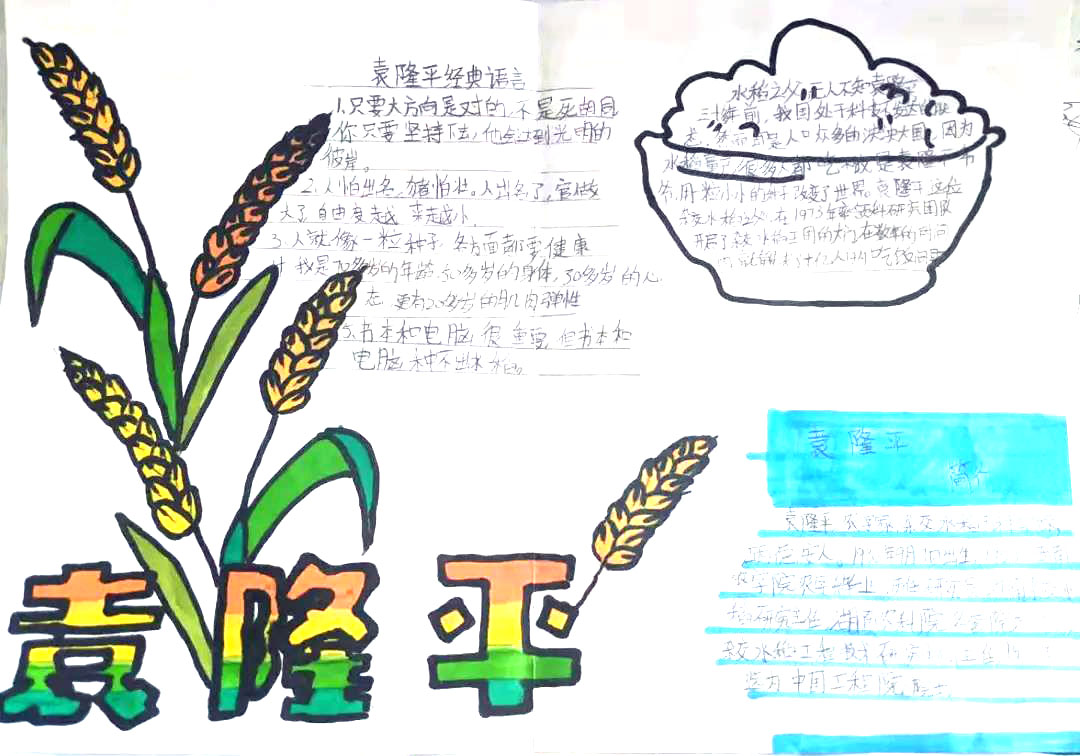 禾下乘凉梦-缅怀袁隆平爷爷手抄报-图1