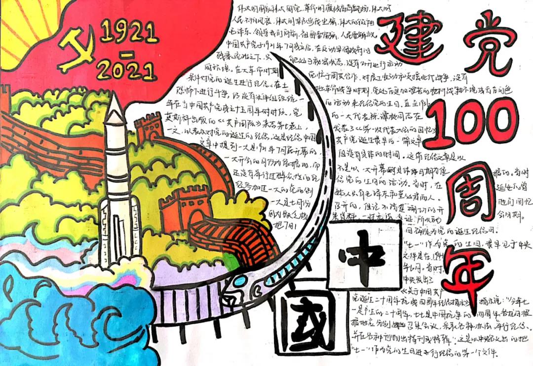 “童心向党，犇腾向前”手抄报-图1