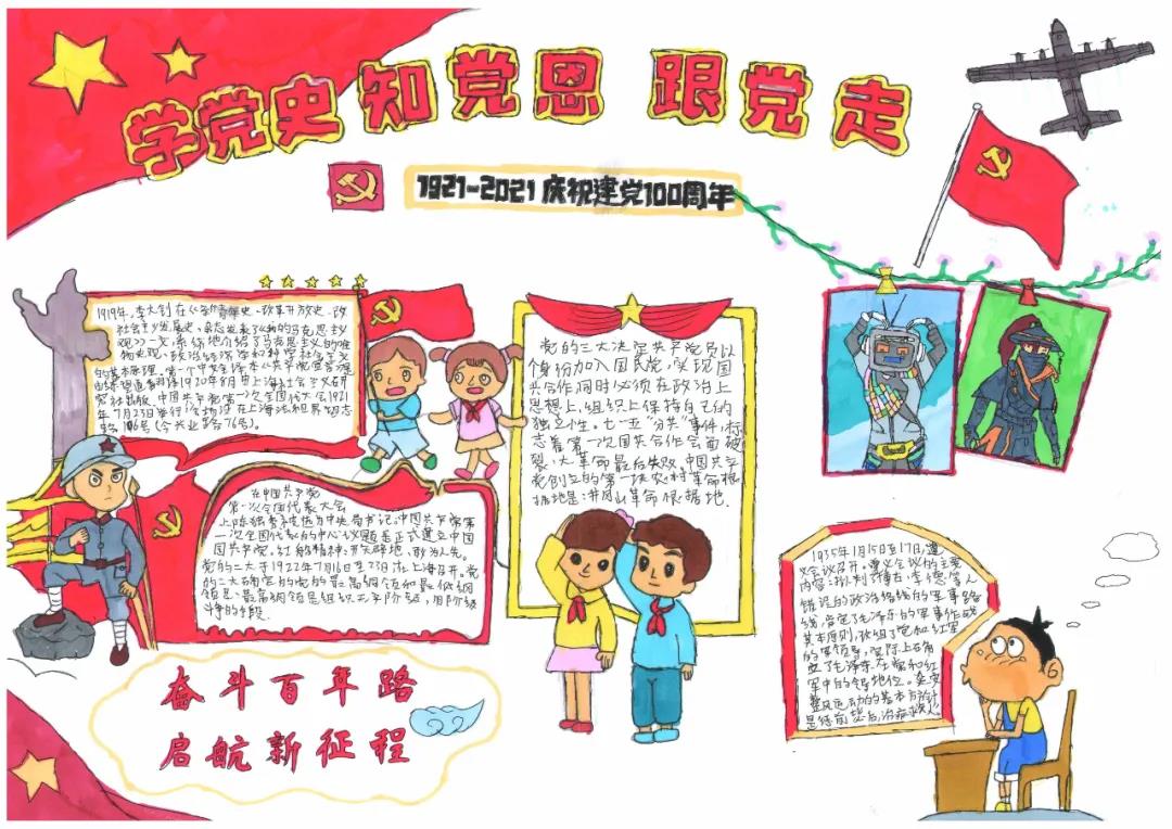 初二学党史跟党走手抄报图片-图5