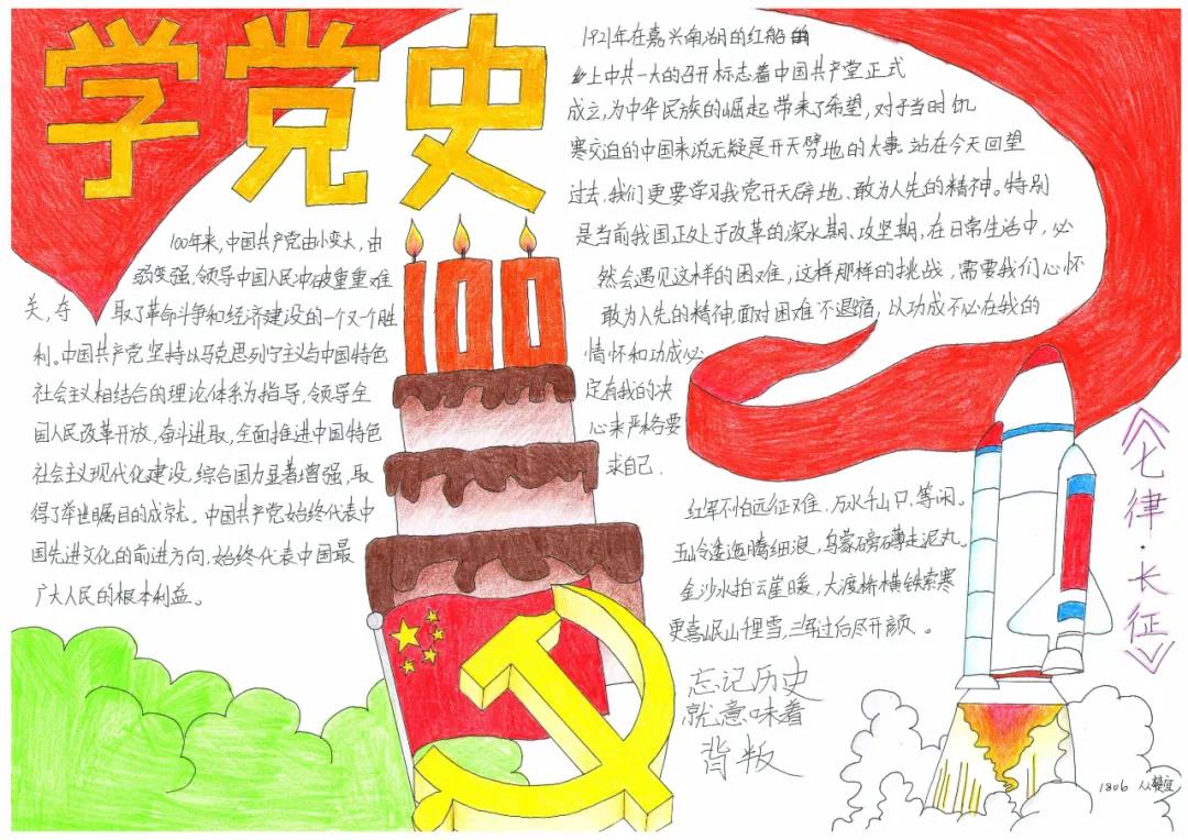 爱党爱车手抄报绘画欣赏-图3