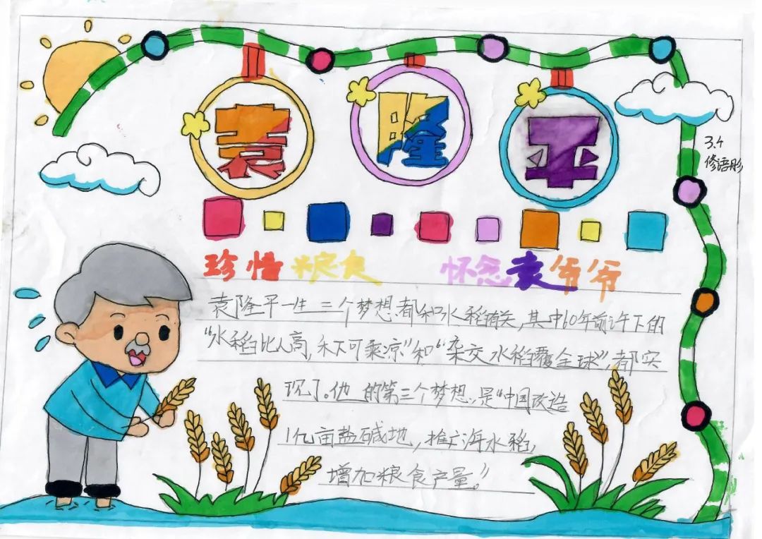 “缅怀稻田守望者——袁隆平”手抄报-图2