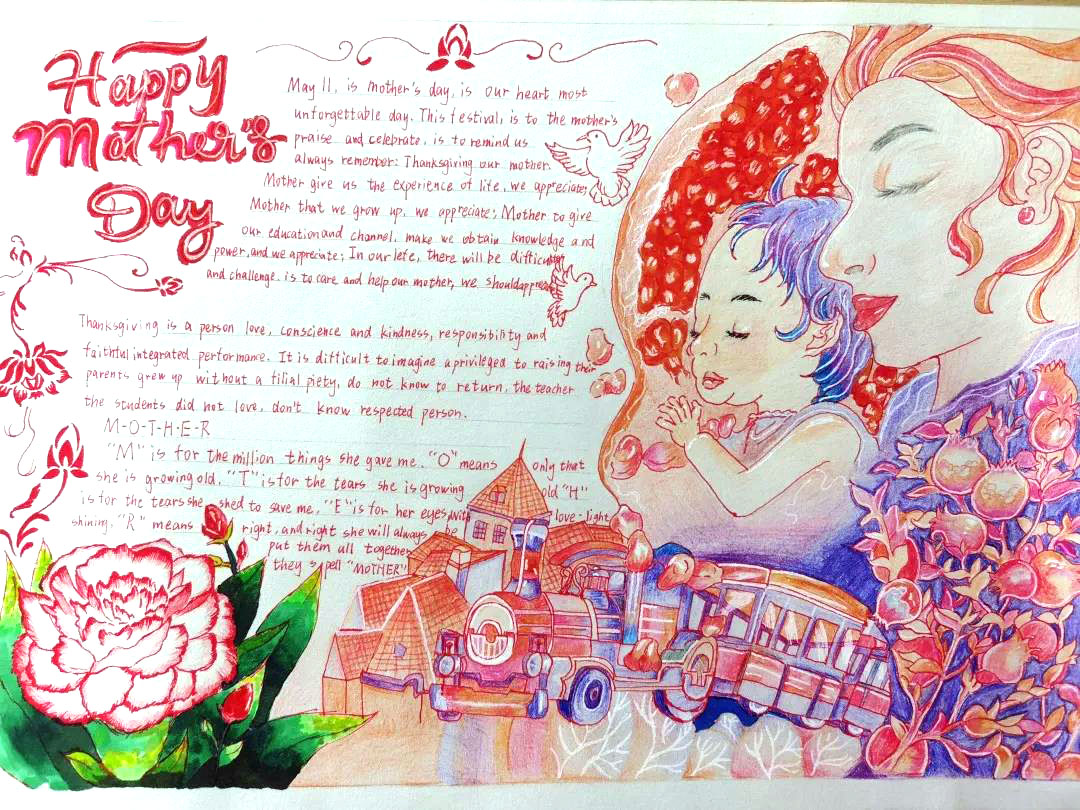 简单漂亮的母亲节英语手抄报-图1