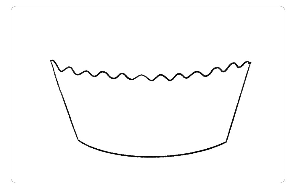 步骤1：首先，简单画一个纸杯蛋糕