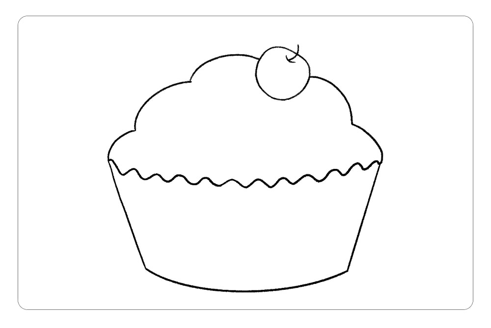 步骤2：蛋糕的上方，小伙伴可以画出自己爱吃的水果。