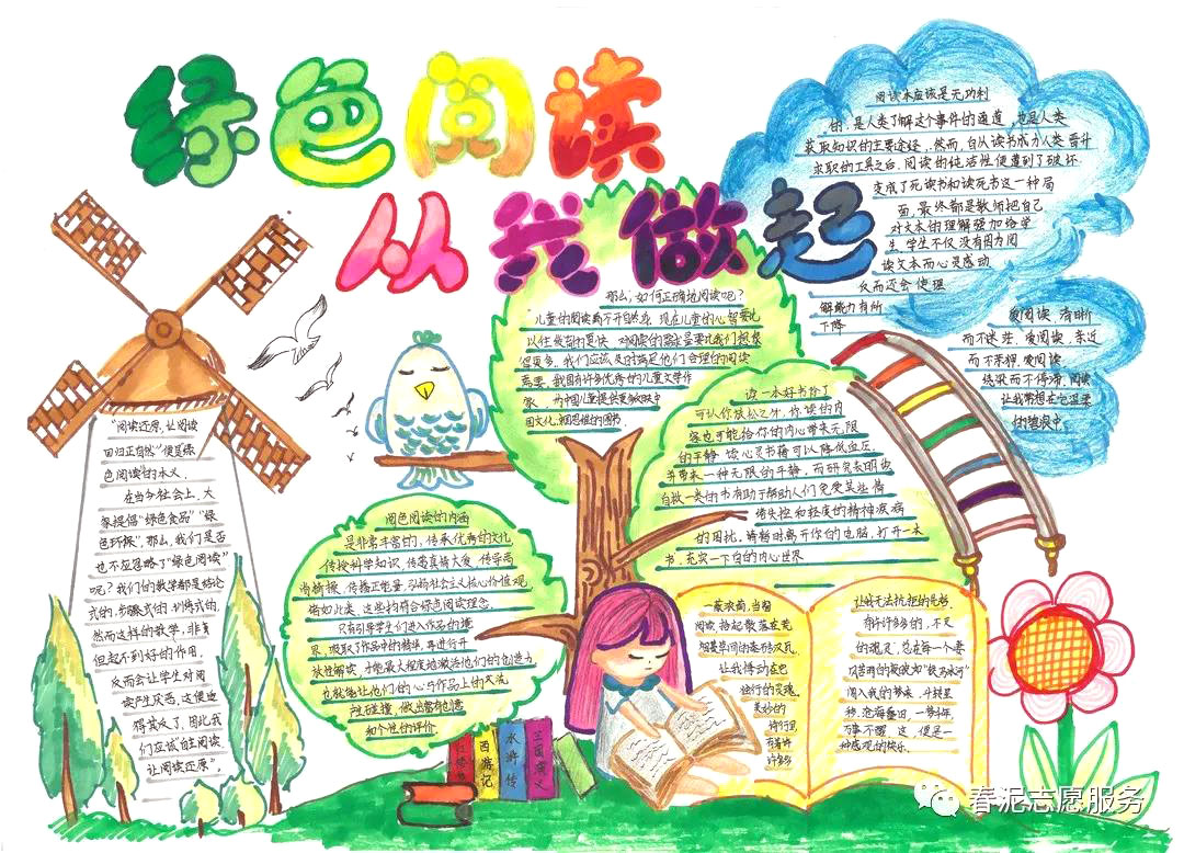 小学生绿色阅读手抄报版面设计-图5