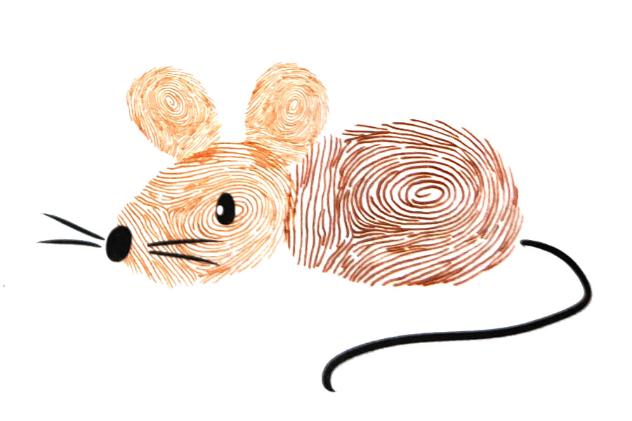 用指印画小老鼠