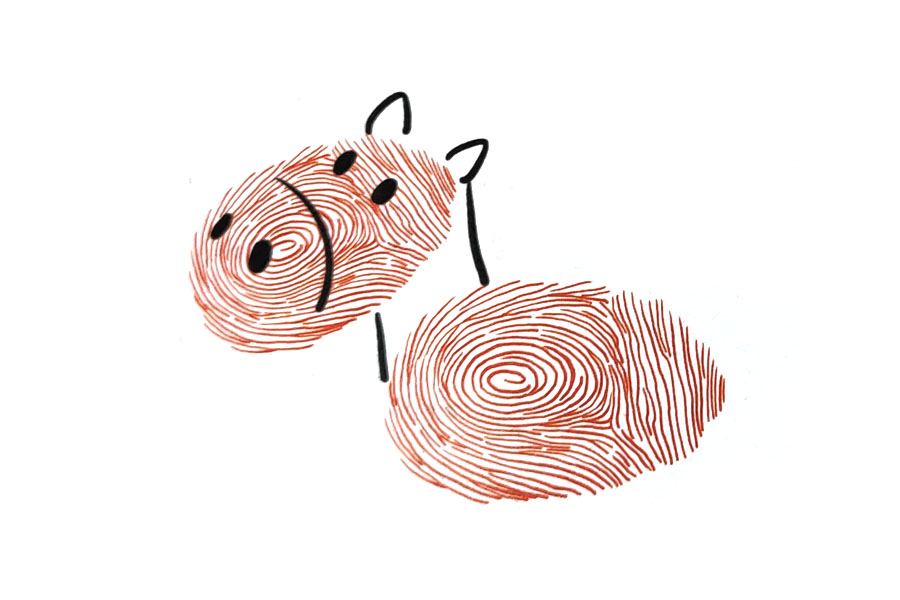 步骤3：画出缰绳眼睛鼻孔，两只耳朵和脖子