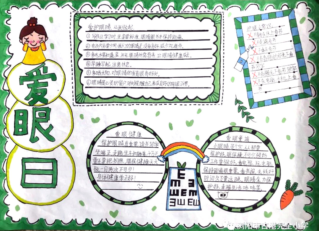 小学生爱眼护眼手抄报版面设计-图1