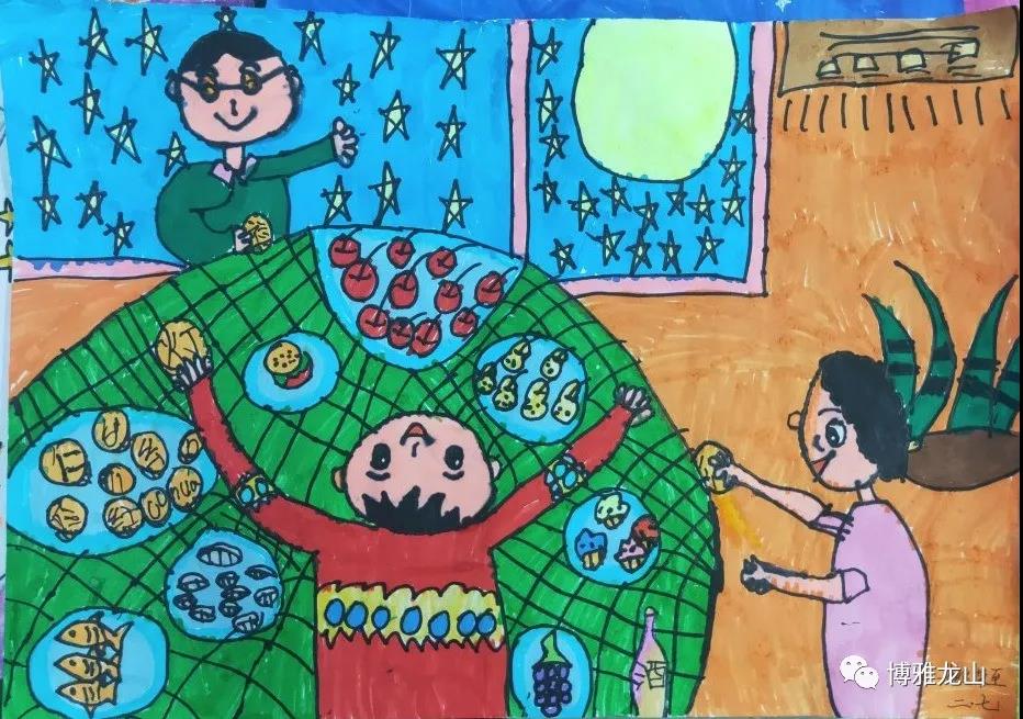 小学生国庆中秋儿童画优秀作品-图7