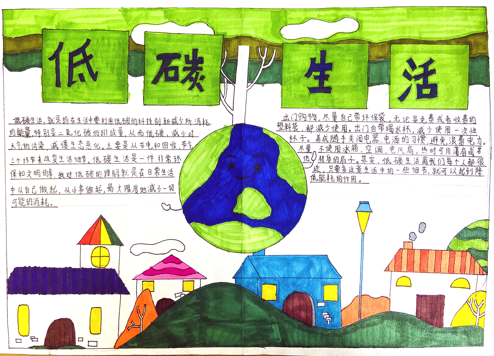 低碳生活从我做起手抄报-图1