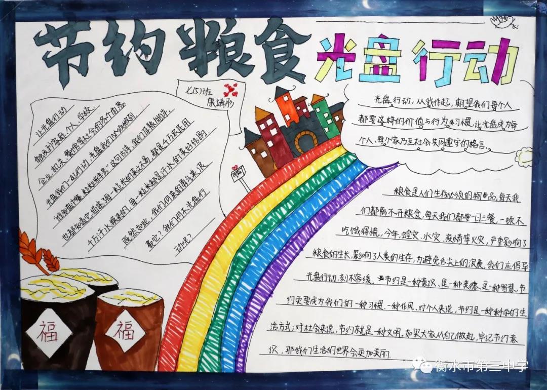 “节约粮食，光盘行动”主题手抄报-图1