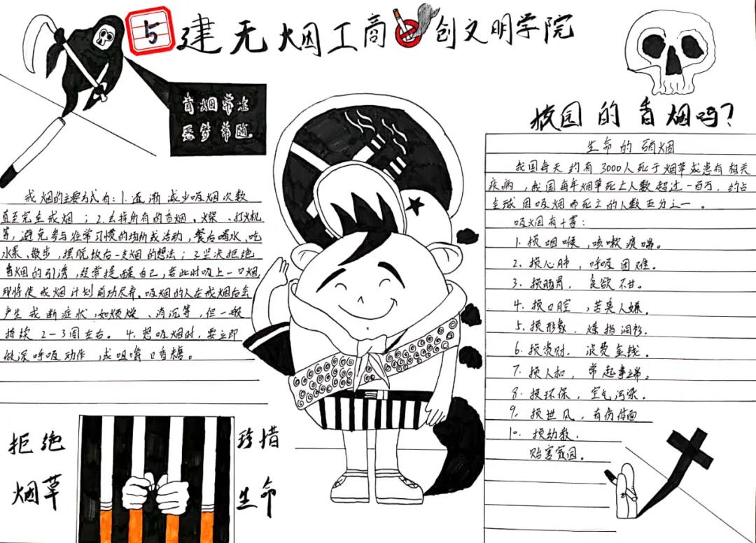 小学世界无烟日手抄报绘画-图4