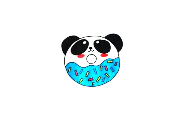 大熊猫甜甜圈简笔画-图6