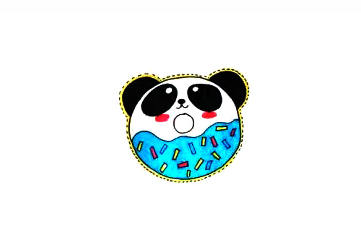 大熊猫甜甜圈简笔画-图7