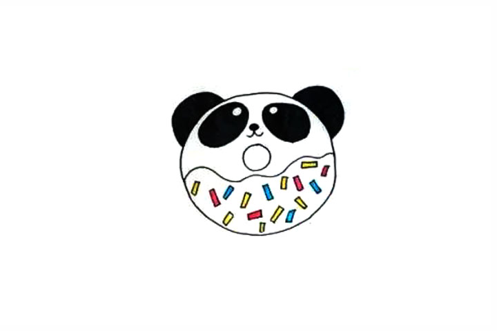 大熊猫甜甜圈简笔画-图5
