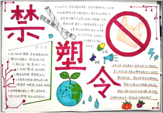拒绝白色污染“禁塑令”手抄报-图11