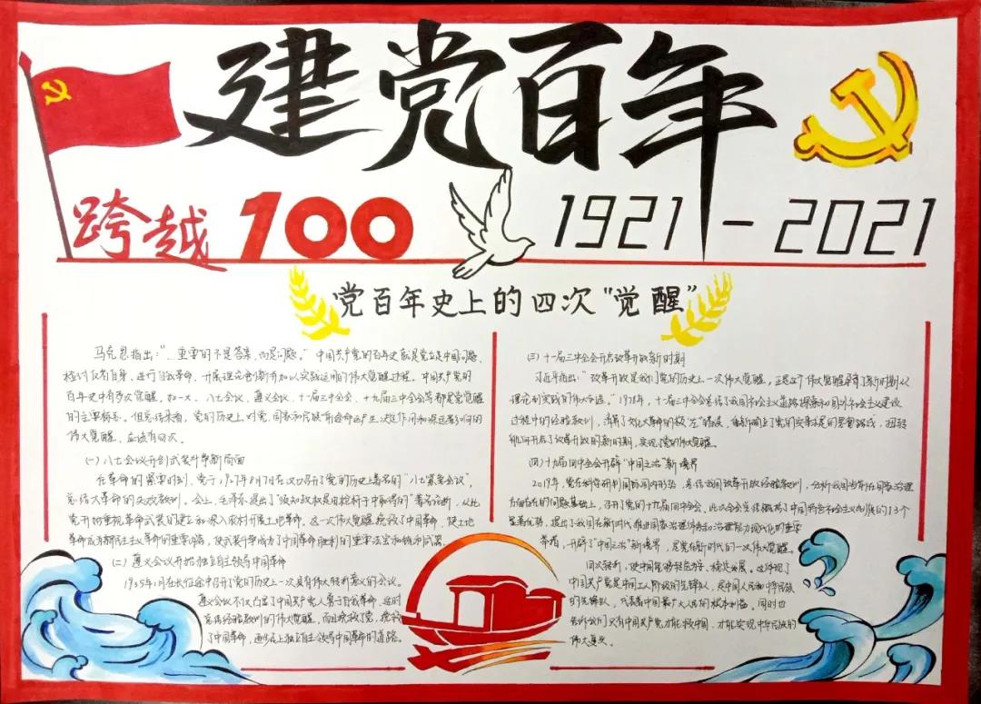 “百年辉煌，重温党史”手抄报-图4