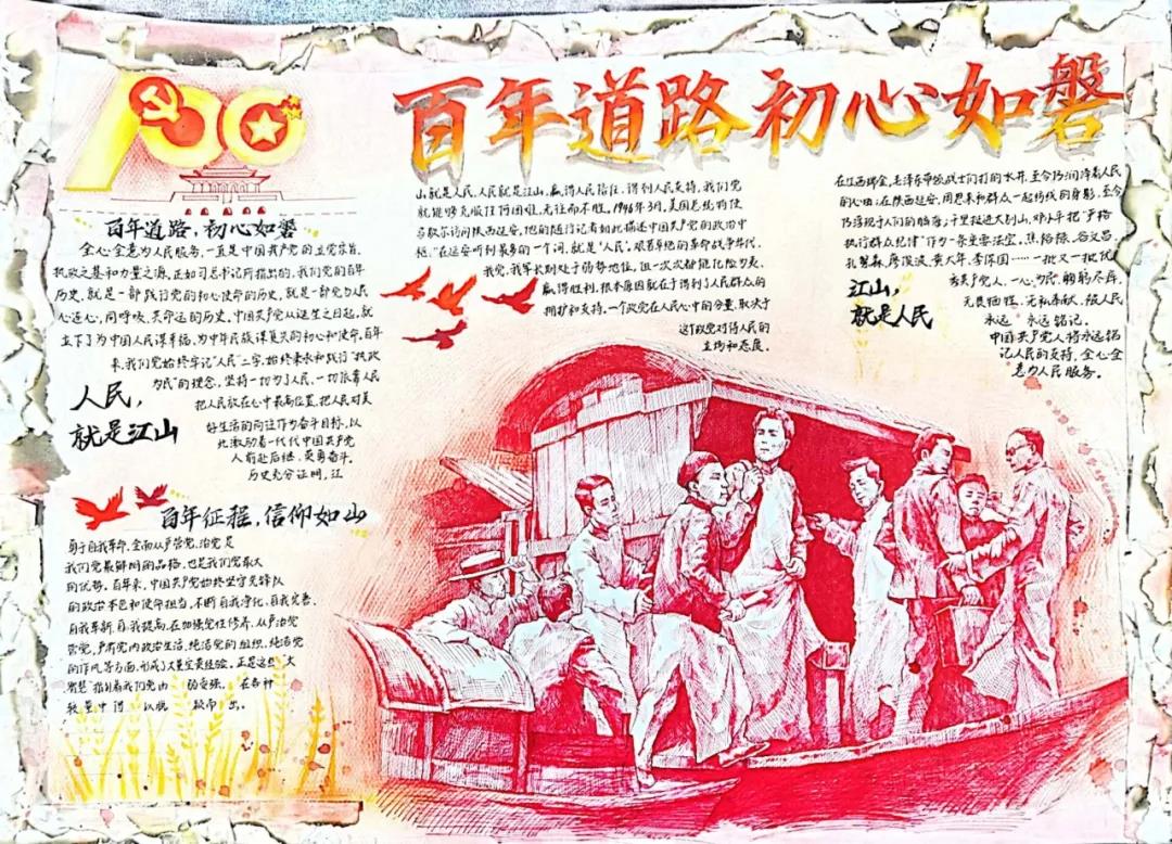 “百年辉煌，重温党史”手抄报-图9