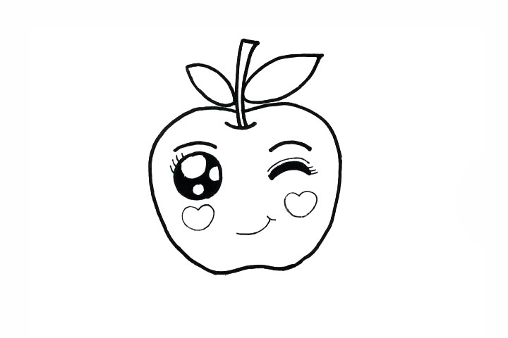 可爱卡通苹果简笔画-图3