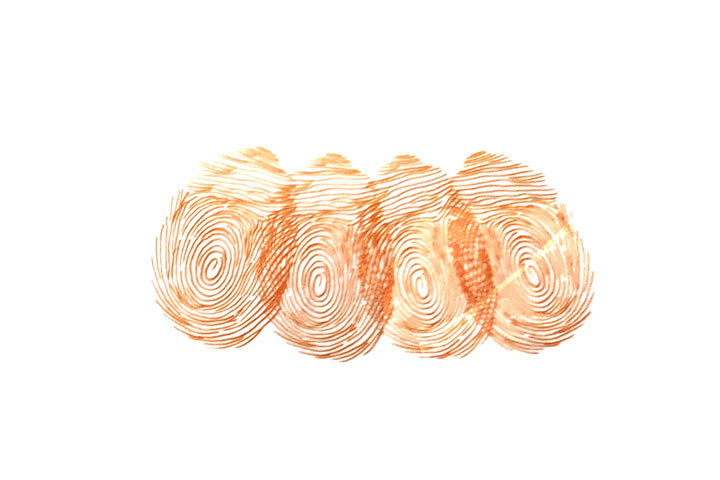 步骤2：继续印指印排列成有点弧度的一排。