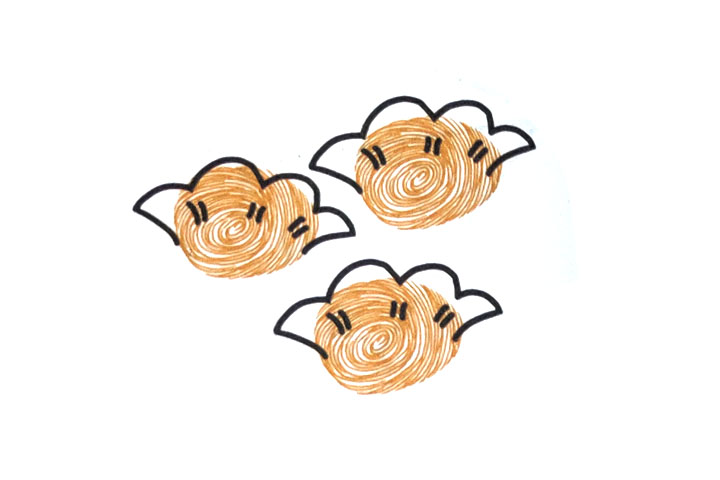 步骤3：将饺子的线条补全。