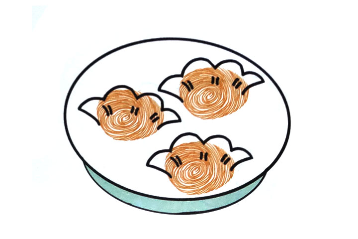 如何用手指画饺子