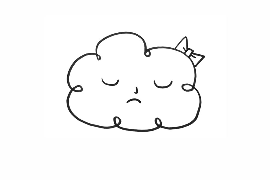 步骤4：画上表情，下雨天不开心！