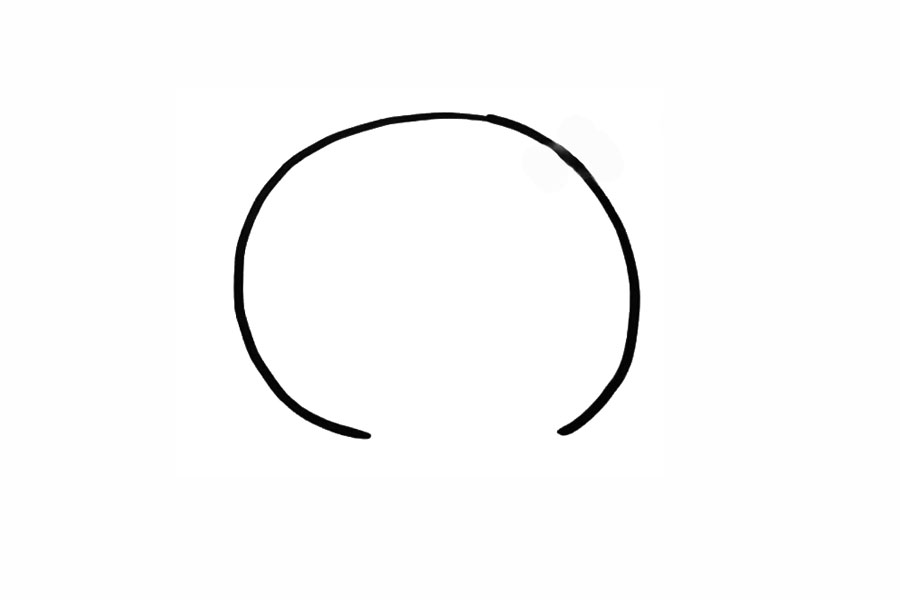 步骤1：先画一个不封口的椭圆。