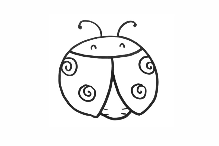 步骤6：给瓢虫画一些螺旋的花纹。
